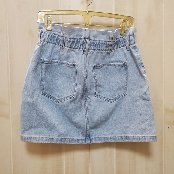 PAC SUN Denim Mini Skirt Paperbag Waist Like NEW Size Lg - Picture 6 of 10
